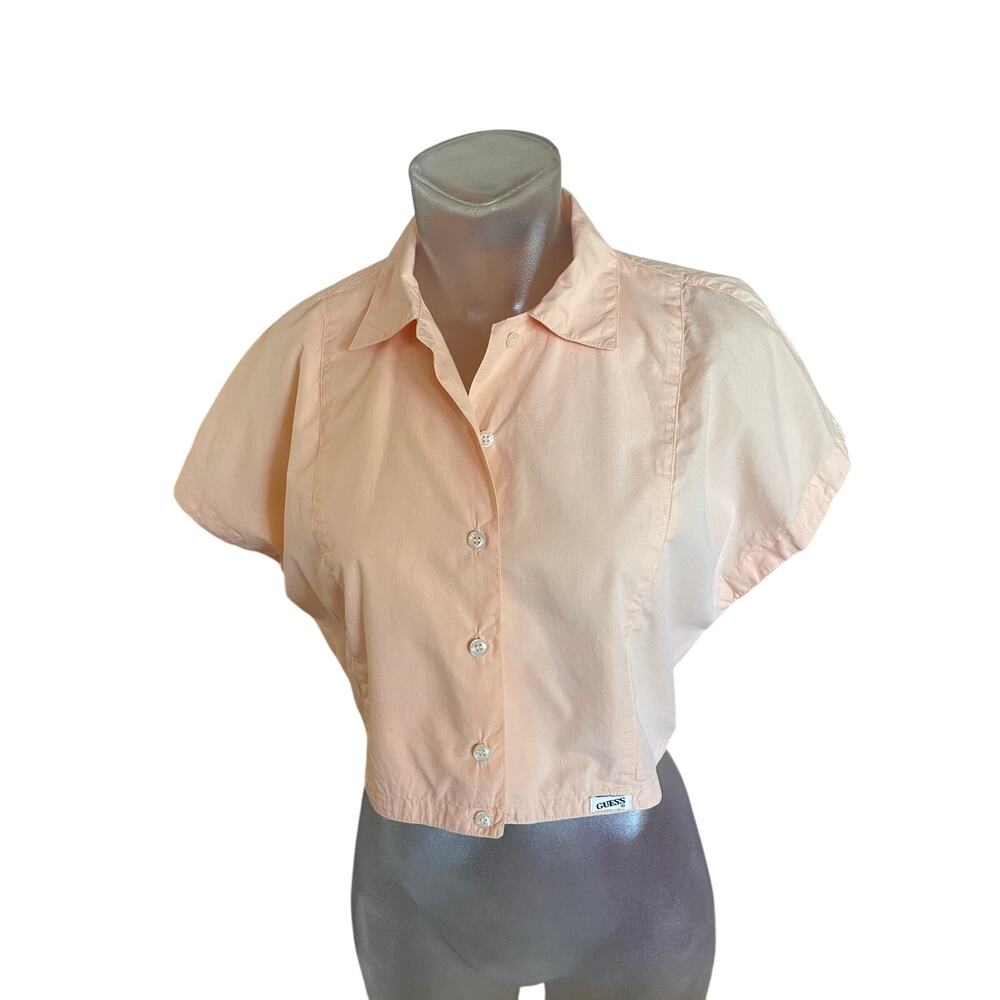 AWESOME 80's Vintage GUESS Peach Crop Top Shirt RARE XS S CALIFORNIA GIRL VIBE - Picture 10 of 11